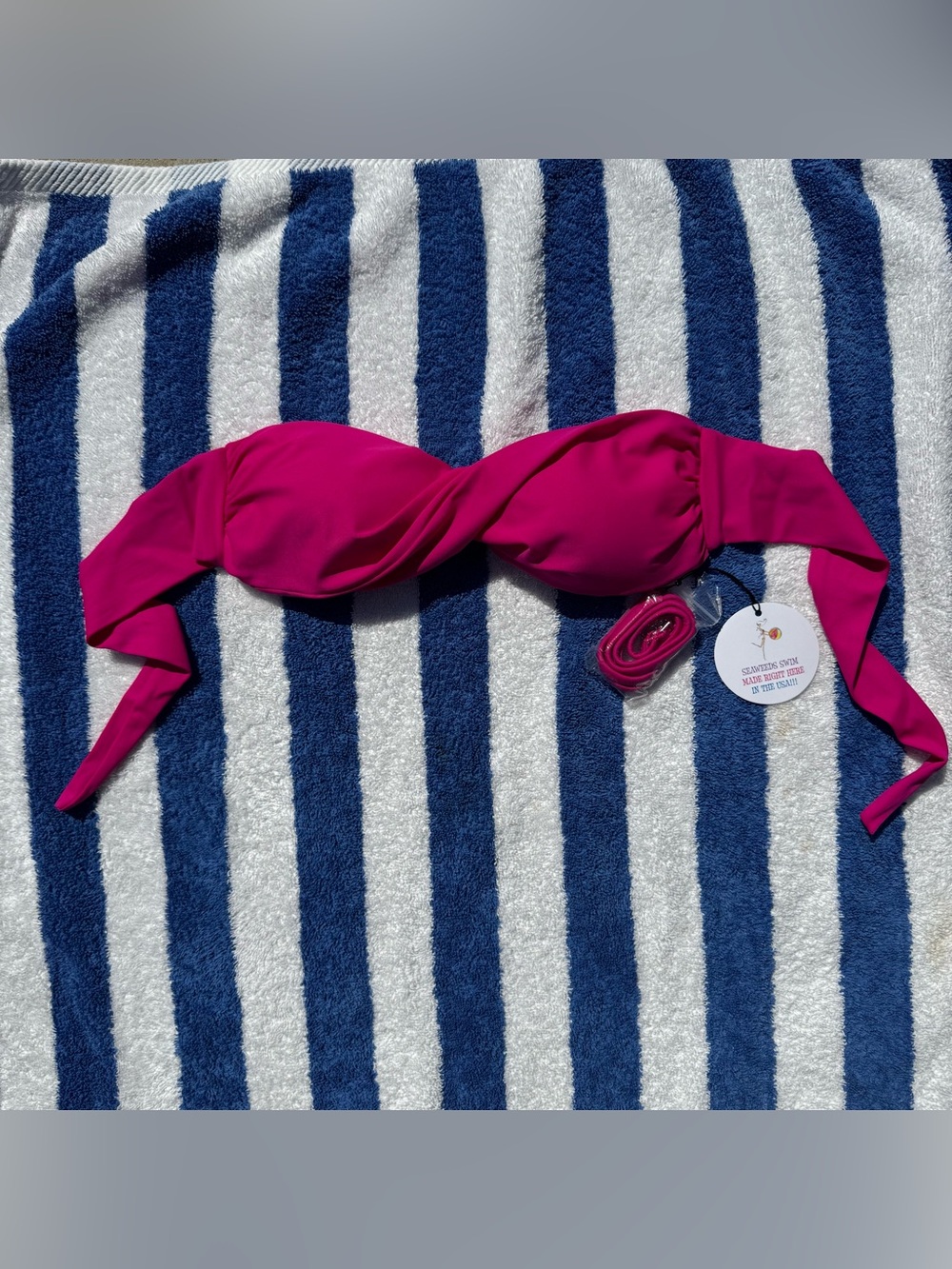Fuchsia Twist Bandeau Swim Top by Seaweeds Swim USA
